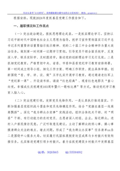 村党支部书记述职报告（2315字）