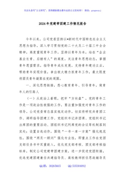2024年党建带团建工作情况报告