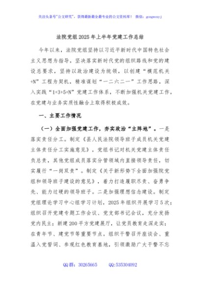 法院党组2025年上半年党建工作总结
