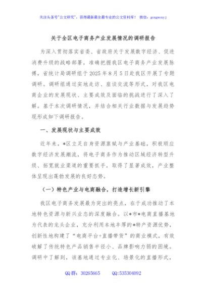 关于全区电子商务产业发展情况的调研报告