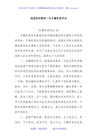 浅谈如何做好一名乡镇纪委书记