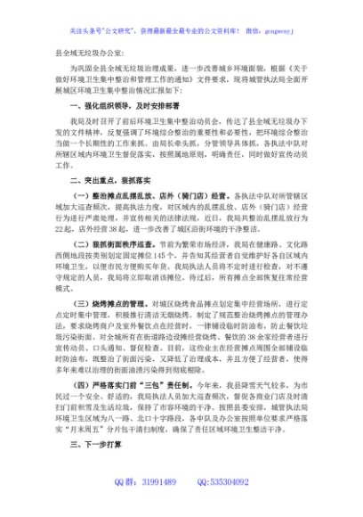 环境卫生集中整治工作情况汇报