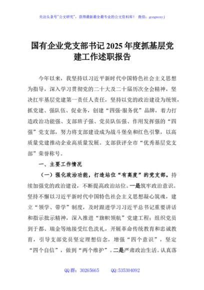 国有企业党支部书记2025年度抓基层党建工作述职报告