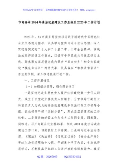 市商务局2024年法治政府建设工作总结及2025年工作计划