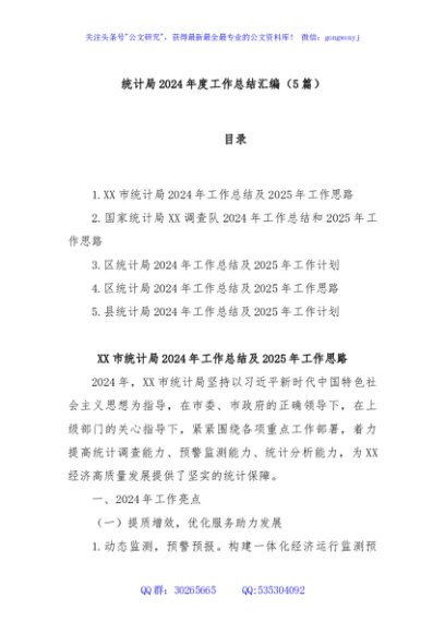 (5篇)统计局2024年度工作总结汇编
