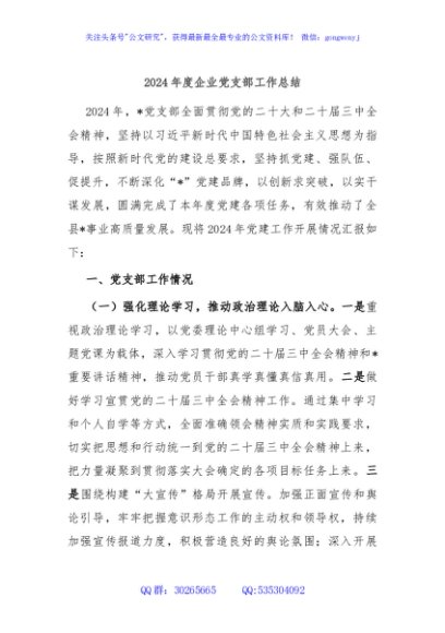 2024年度企业党支部工作总结