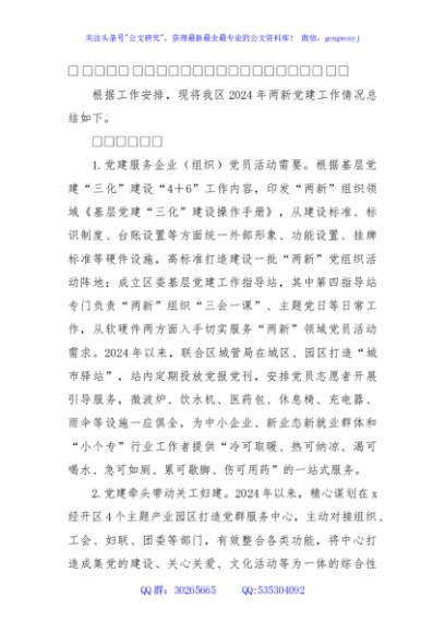 区2024年“两新”党建工作报告（2622字）