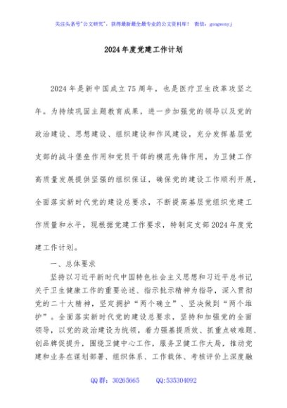 卫生院2024年度党建工作方案(计划）