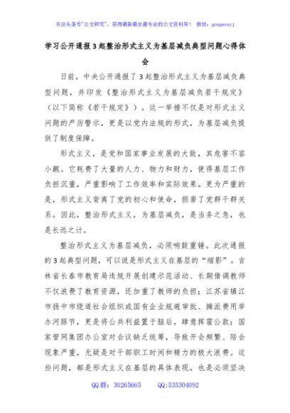 学习公开通报3起整治形式主义为基层减负典型问题心得体会