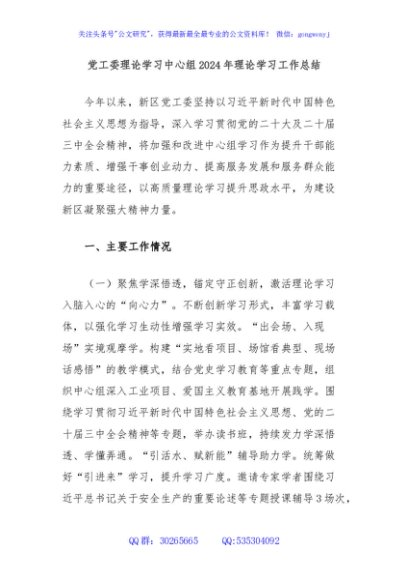 党工委理论学习中心组2024年理论学习工作总结